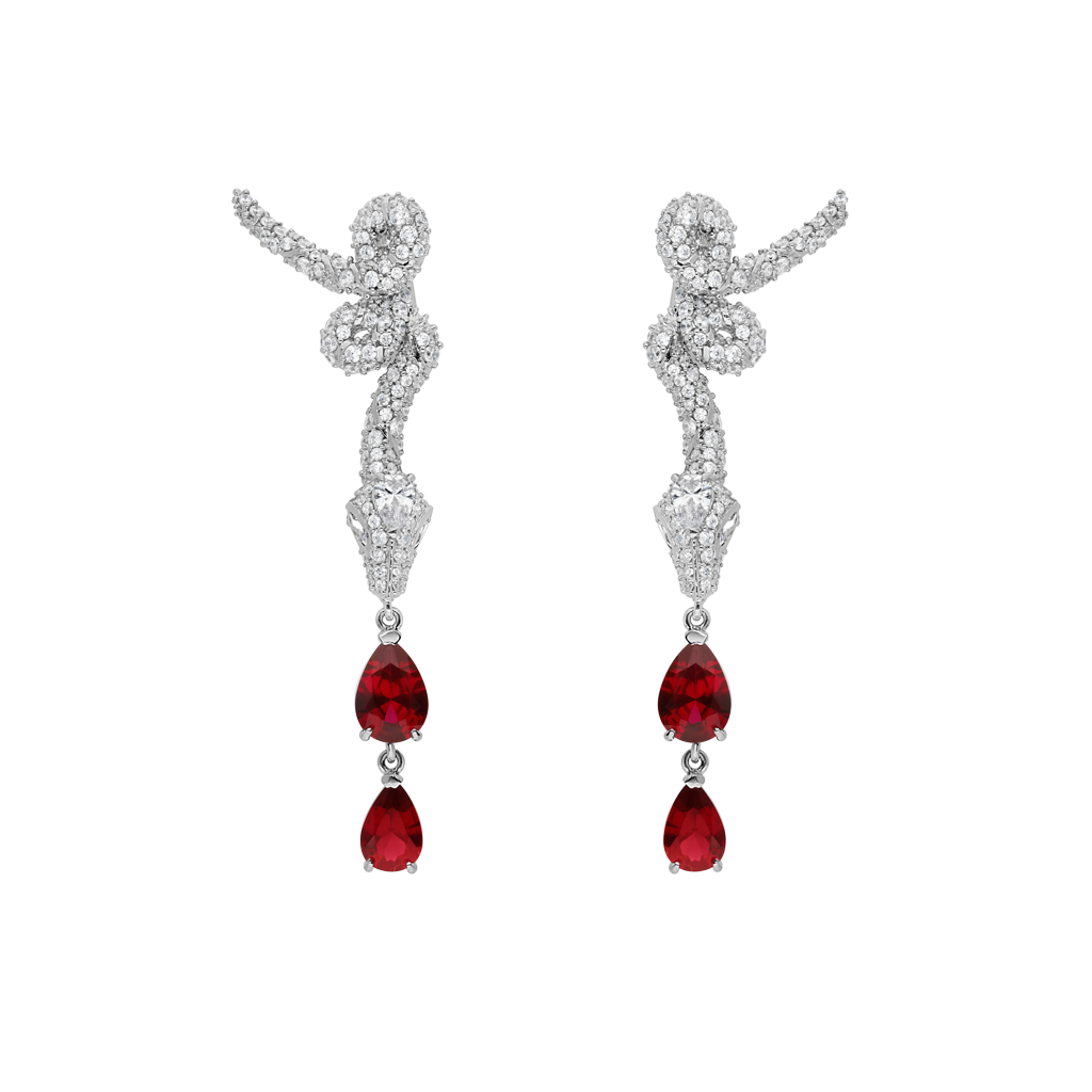 Earrings - Snake Collection - Rhodium Silver
