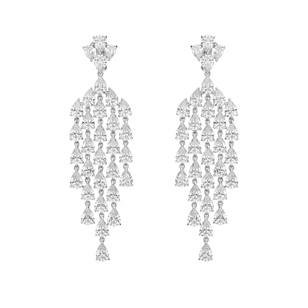 Chandelier earrings by Les Parures - Rhodium-plated silver