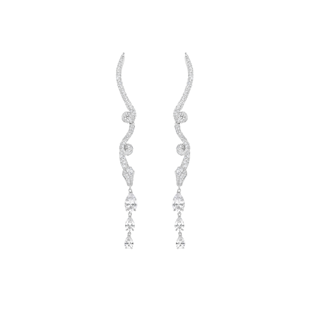 Earrings - Snake Collection - Rhodium Silver