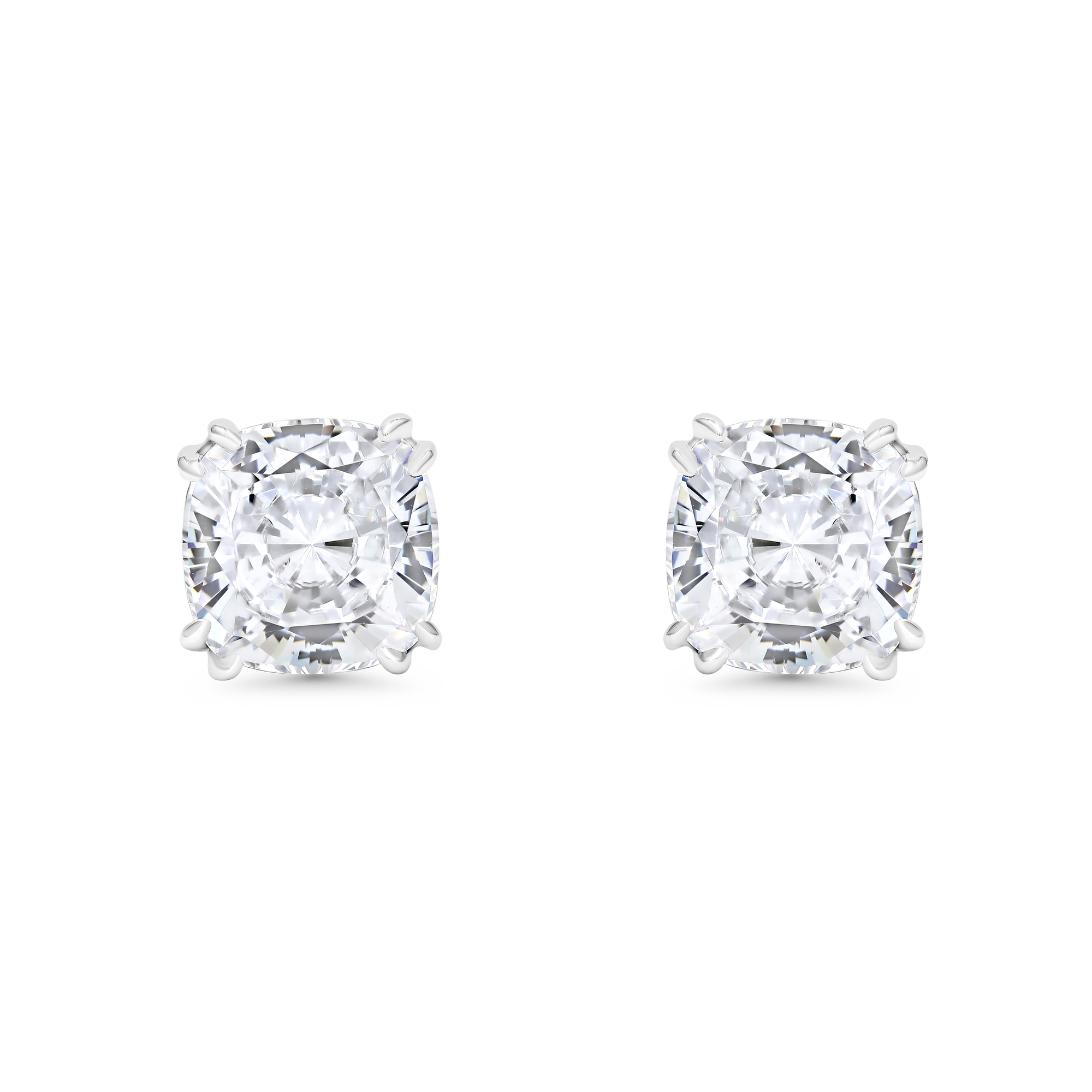 Cushion Studs - Rhodium Silver