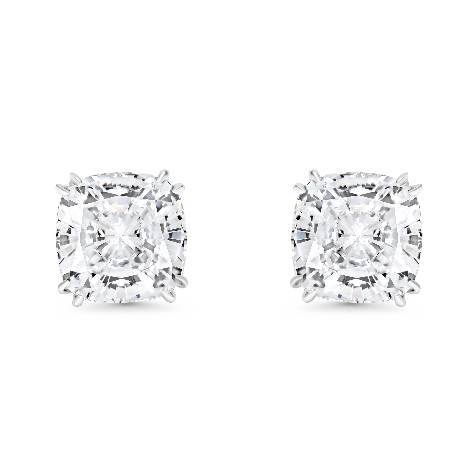 Cushion Studs - Rhodium Silver