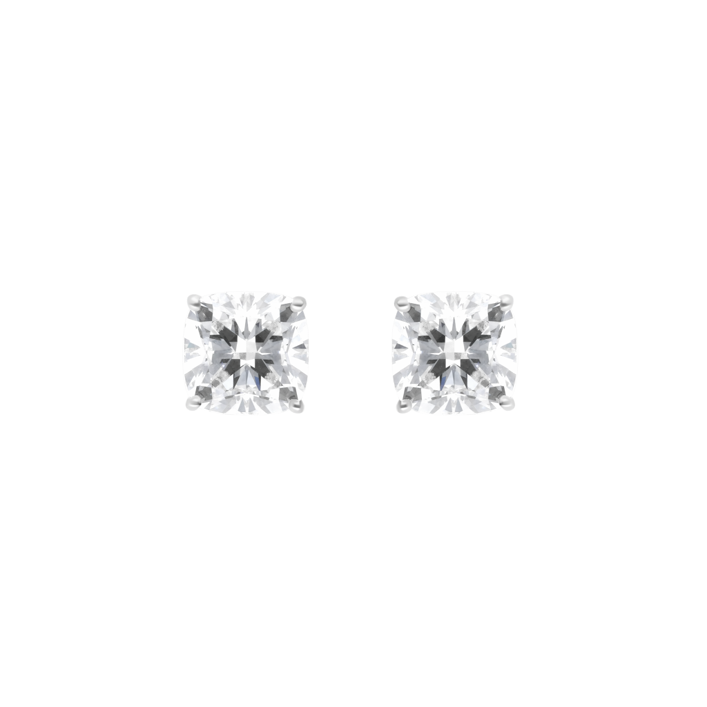 Cushion Cut Studs Burma Fine Jewelry - White Gold