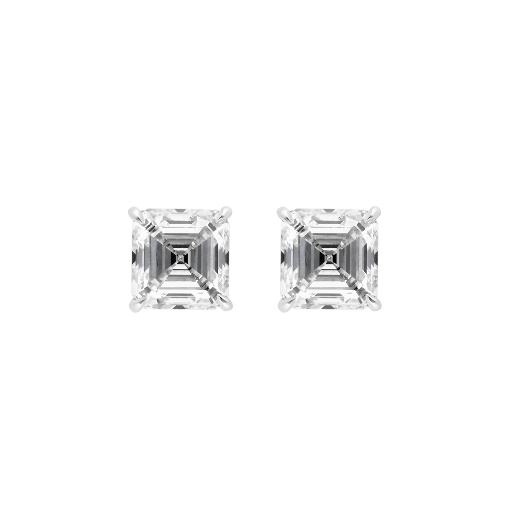 Asscher Cut Studs Burma Fine Jewelry - White Gold
