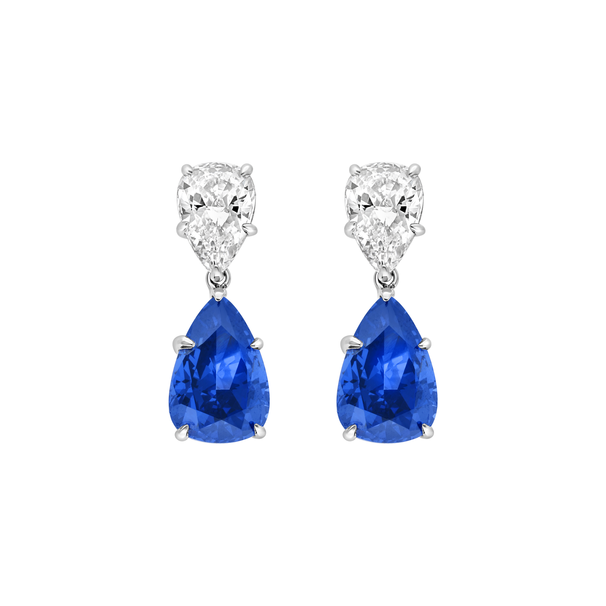 Boucles d'oreilles double poire - Argent rhodié