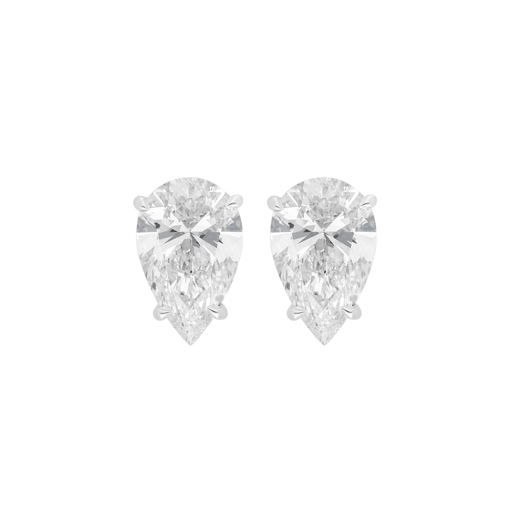 Pear Cut Studs Earrings - White Gold