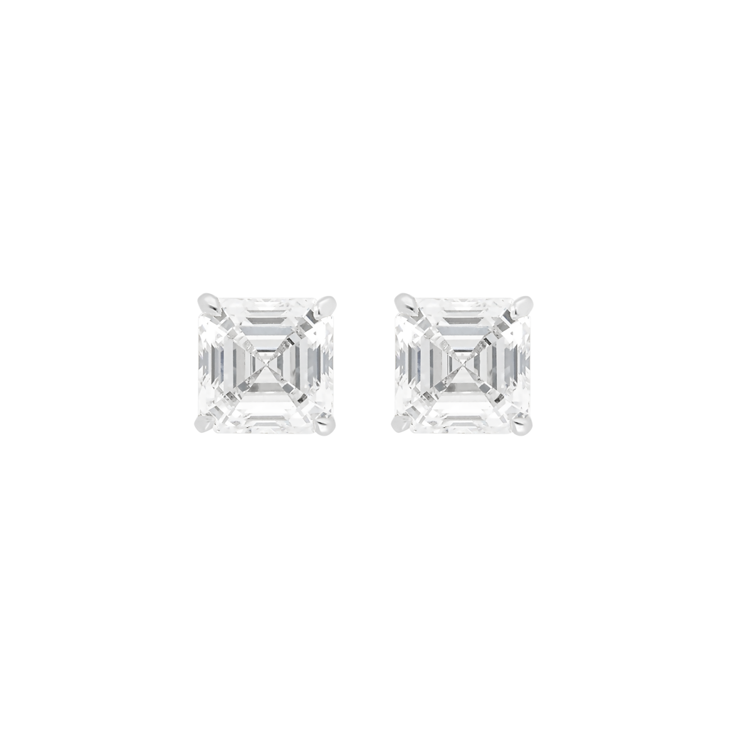 Asscher Cut Studs Burma Fine Jewelry - White Gold