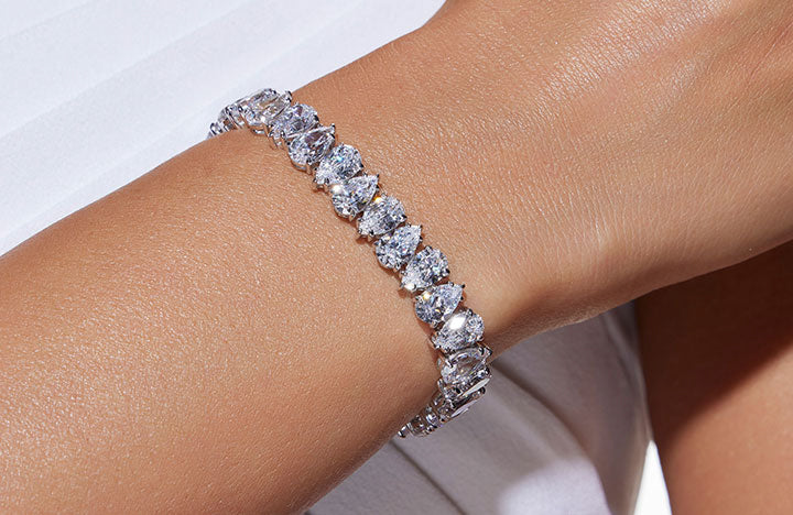 Bracelet Pear-cut - Rhodium silver