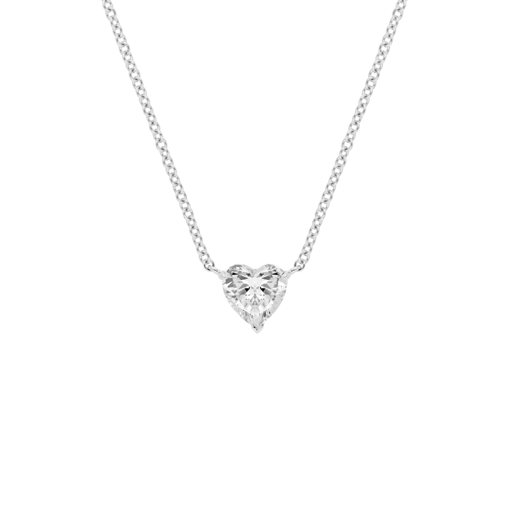 Pendant heart-cut  - Rhodium silver