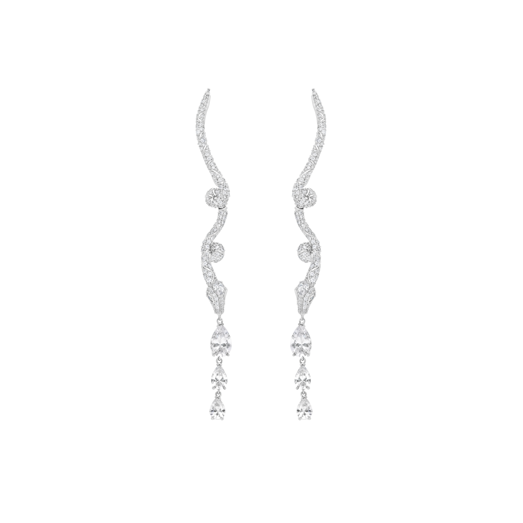 Earrings - Snake Collection - Rhodium Silver