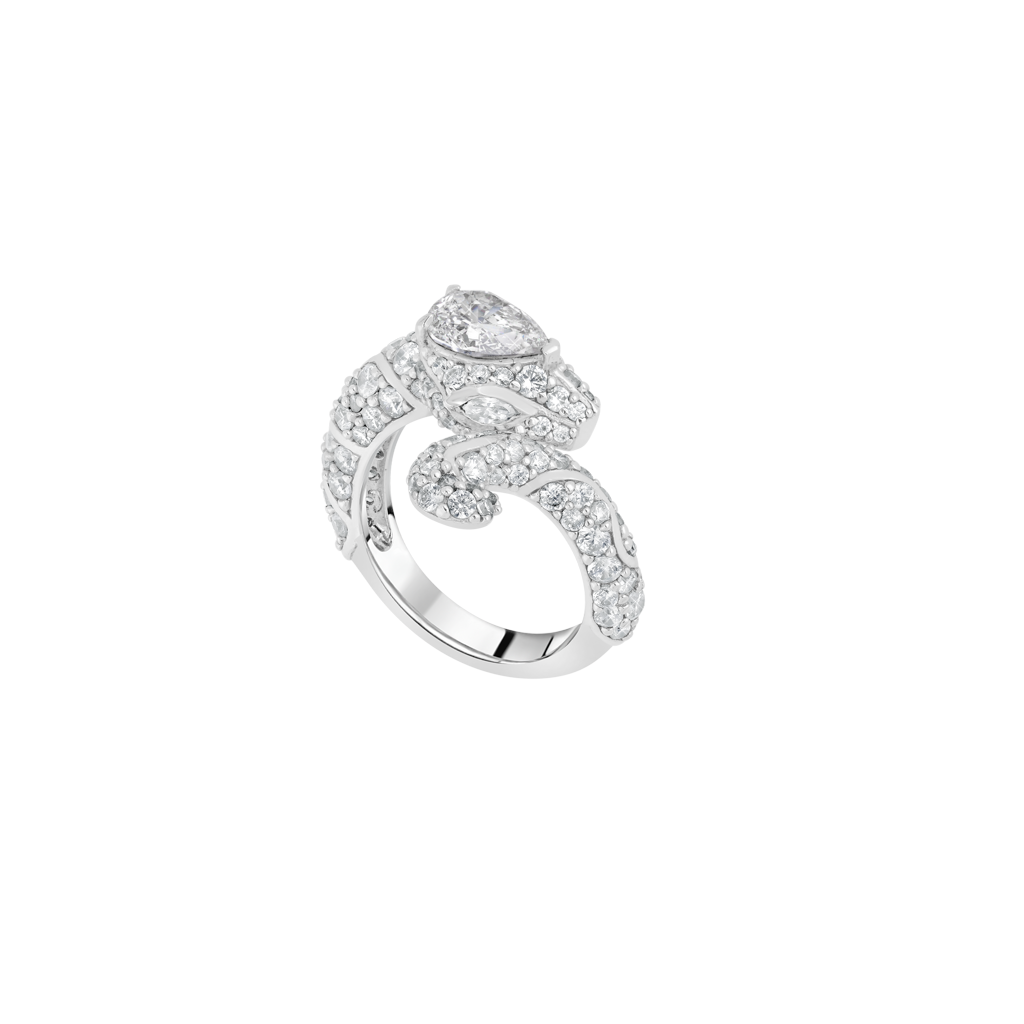 Toi &amp; Moi Ring - Snake Collection - Rhodium Silver