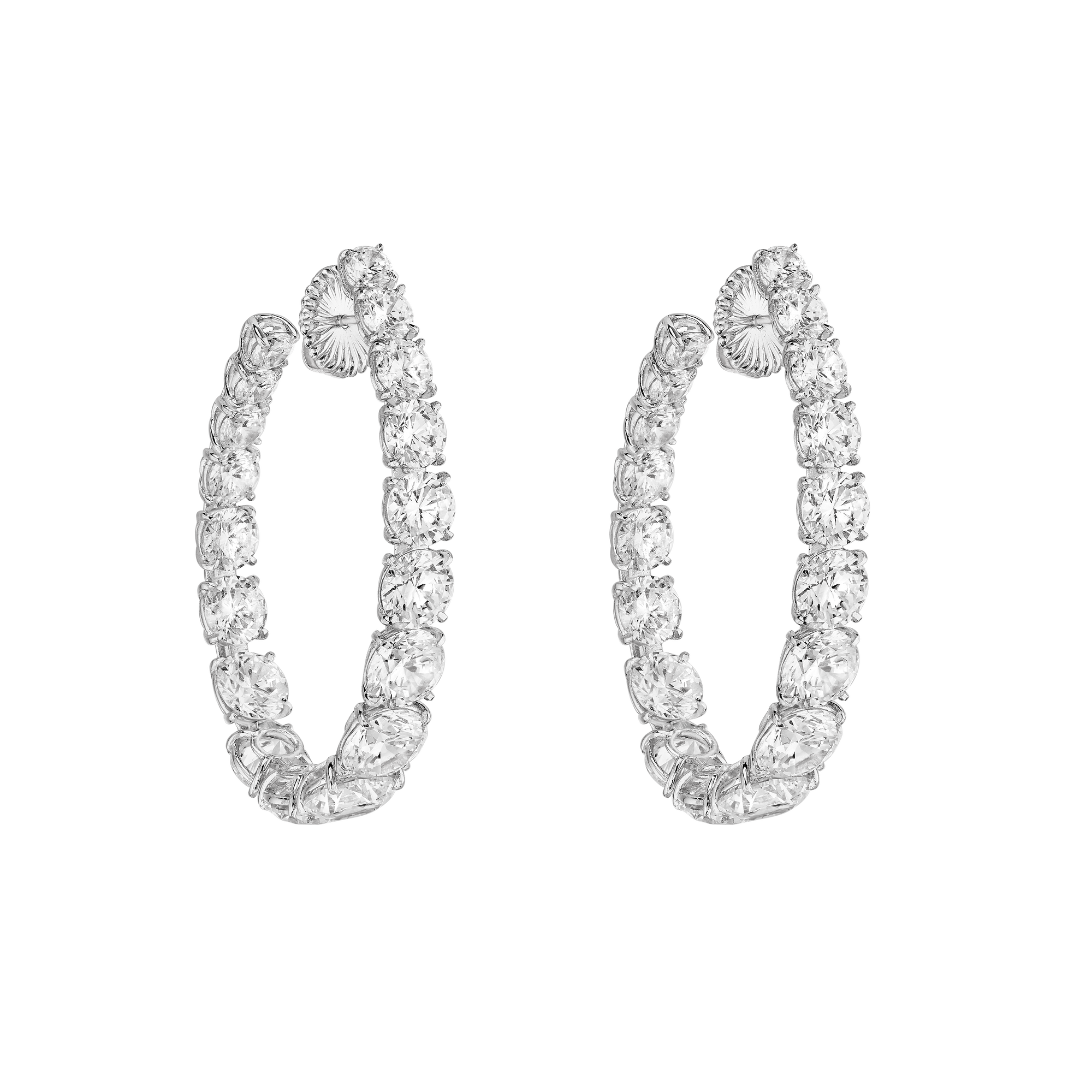 Hoop earrings - Rhodium Silver