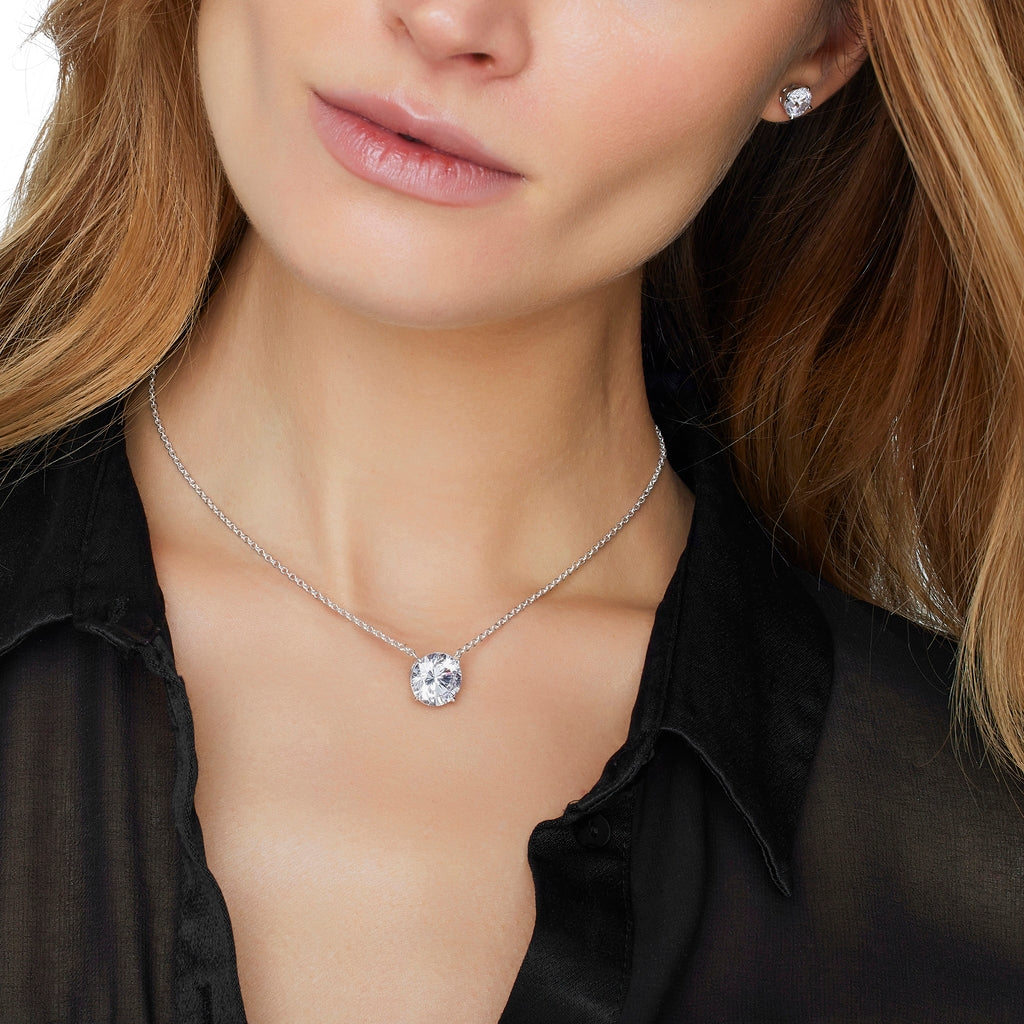 Pendentif taille brillant - Argent Rhodié