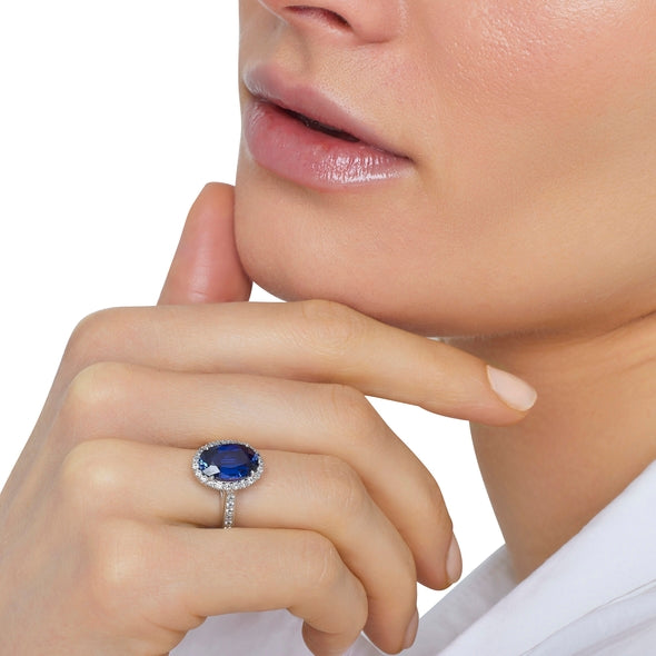 Bague Taille Ovale Bleu Saphir
