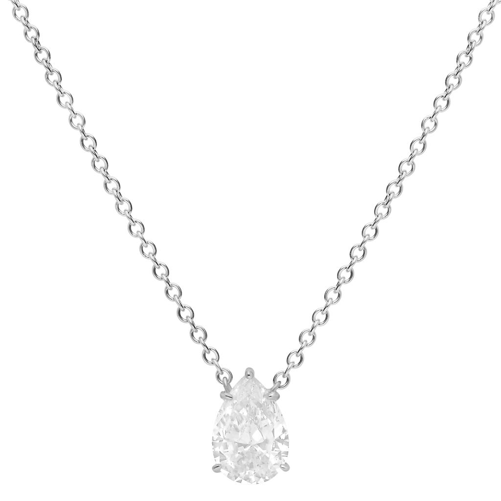 Pendentif taille poire - Argent Rhodié
