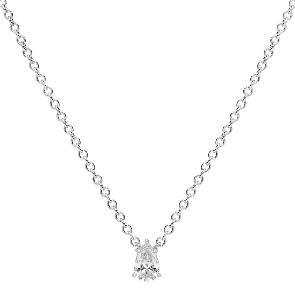 Pendentif taille poire - Argent Rhodié