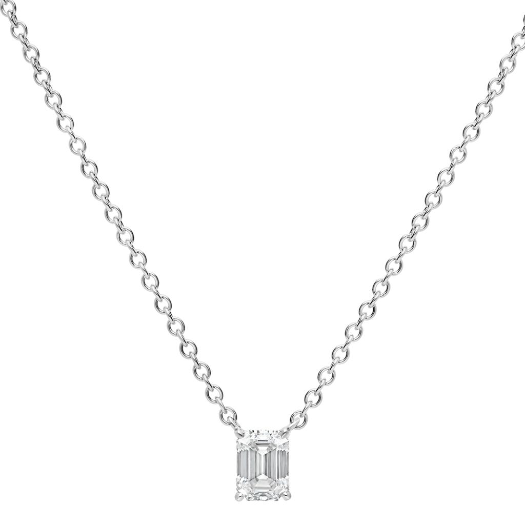 Pendant Emerald cut - Rhodium silver
