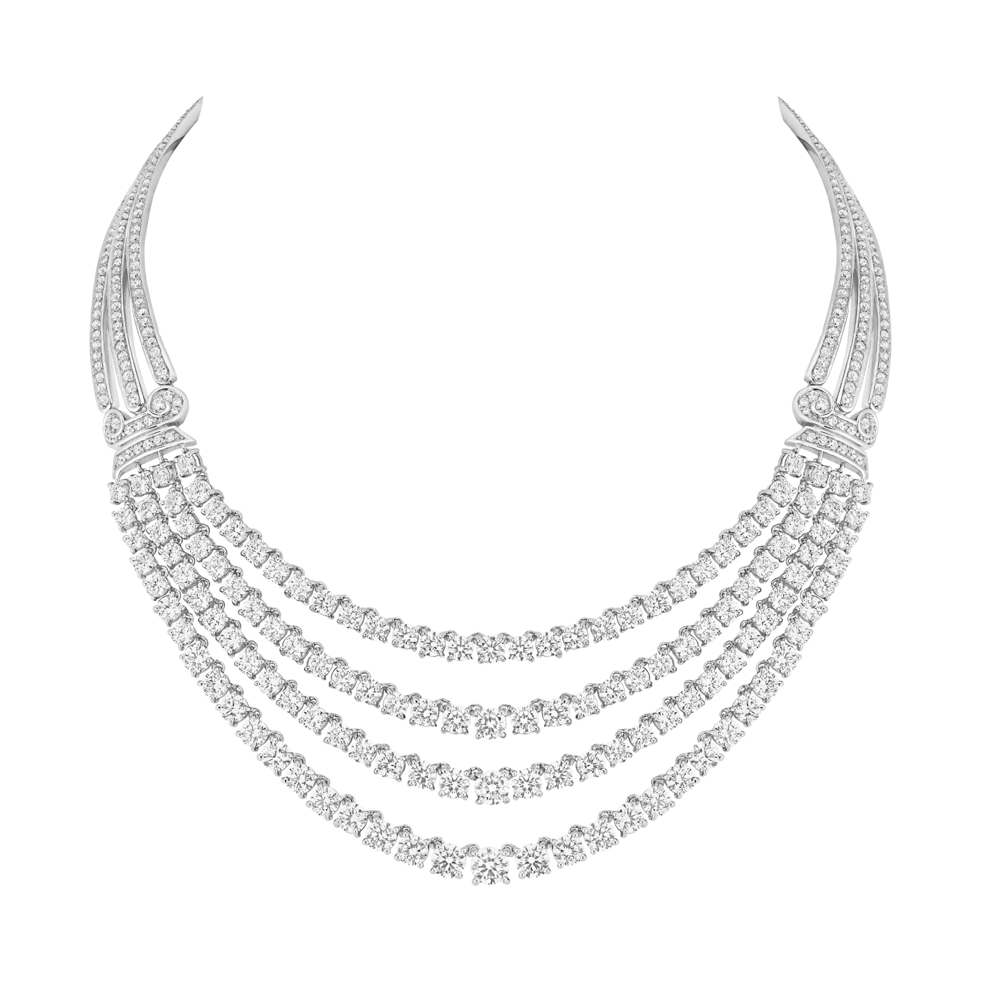 Opera Colonne Necklace   - Rhodium Silver