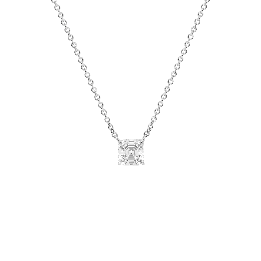 Pendant Asscher-cut - Rhodium silver