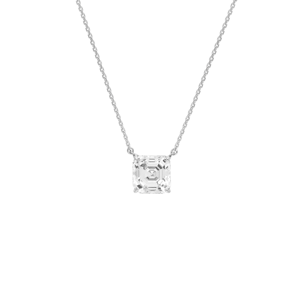 Pendant Asscher-cut - Rhodium silver