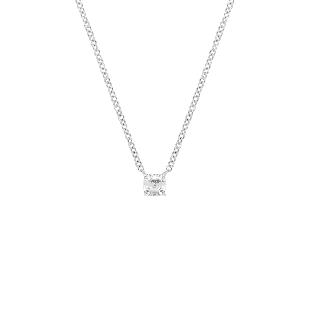 Pendant Asscher-cut  - Rhodium silver