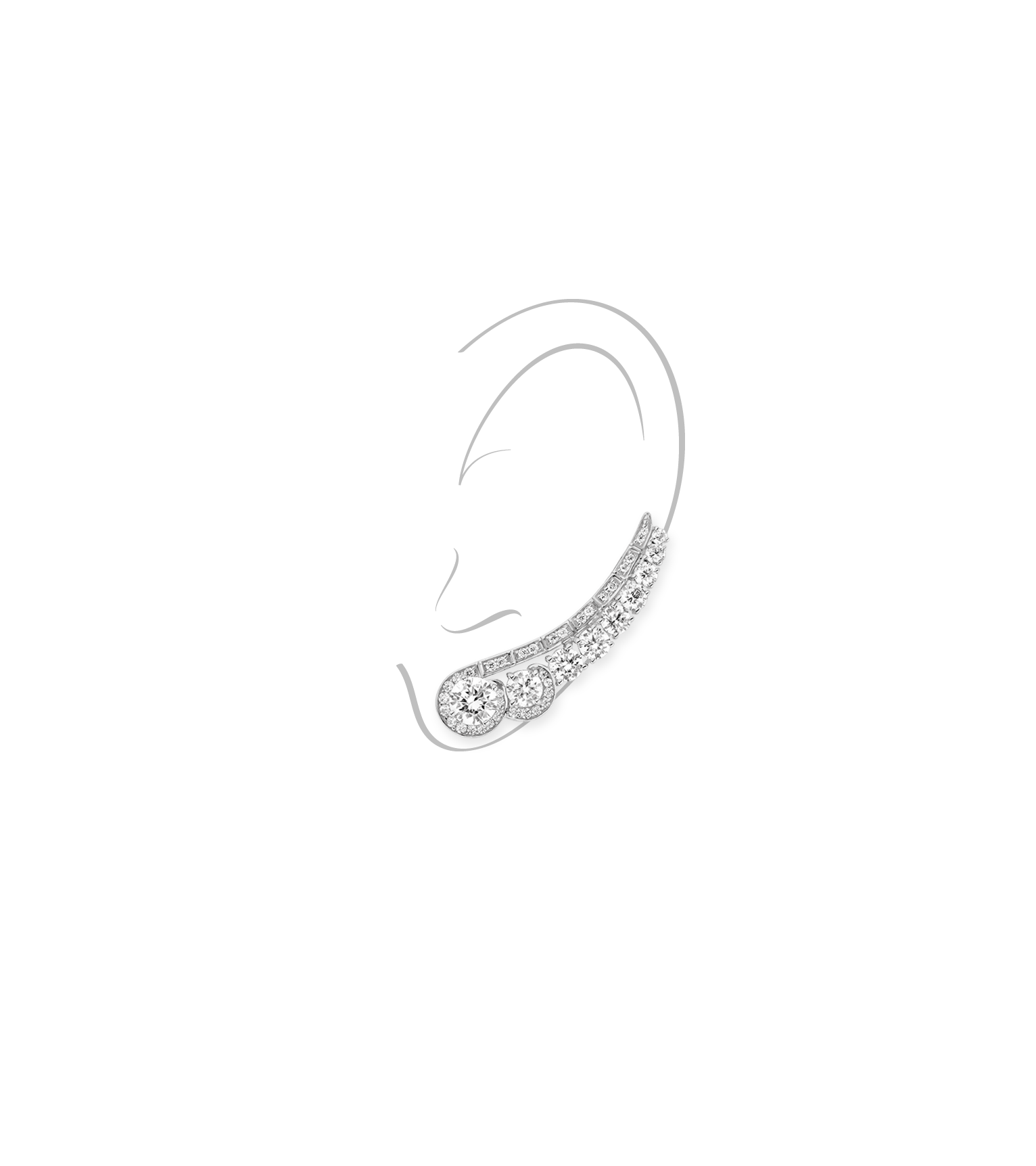 Ear cuff - Rhodium Silver