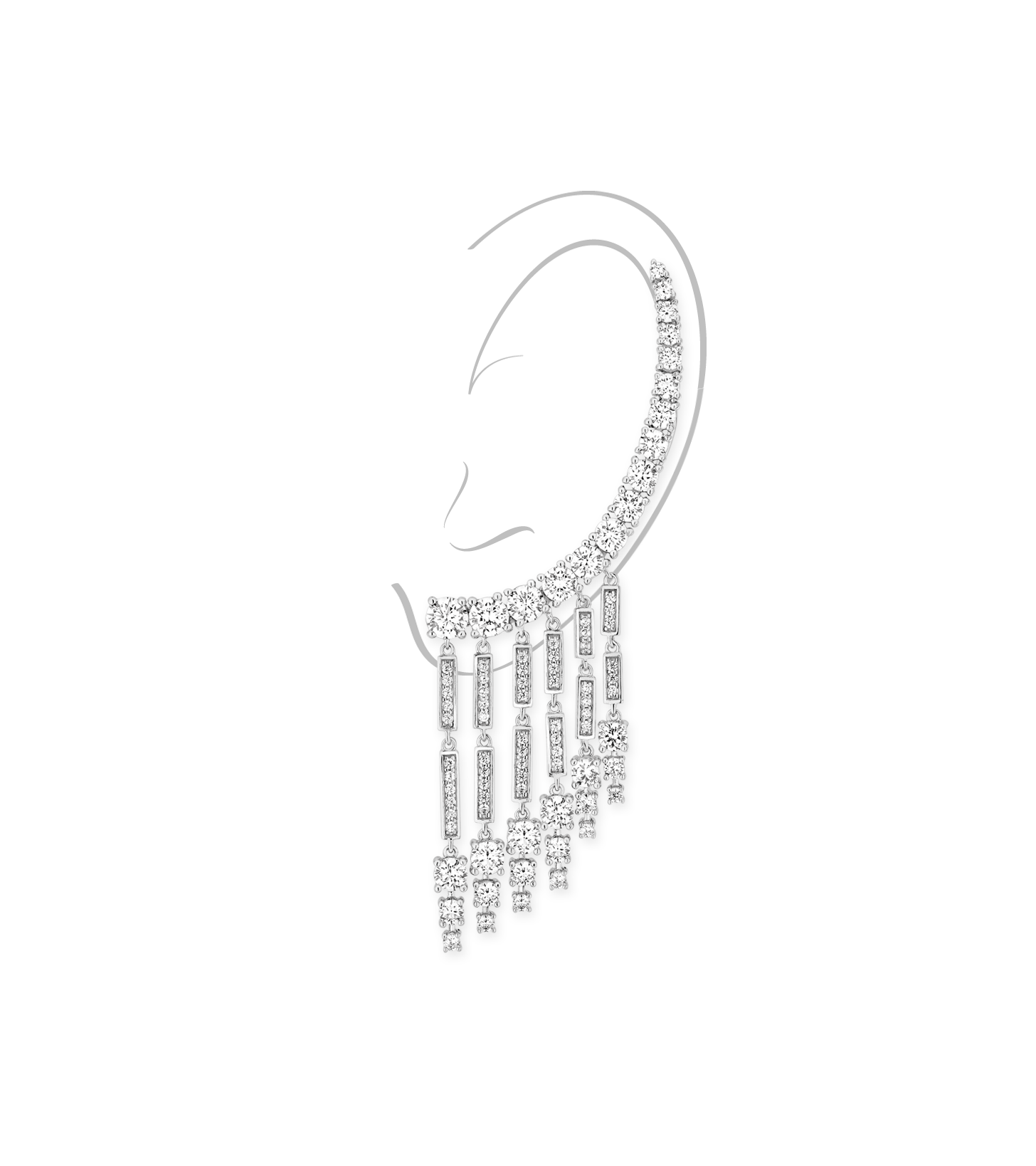 Ear cuff - Rhodium Silver