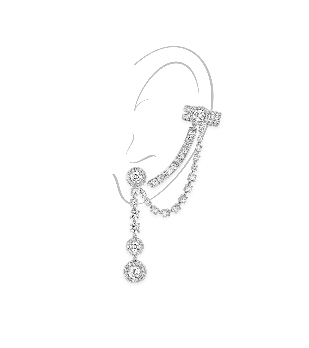 Ear cuff - Rhodium Silver