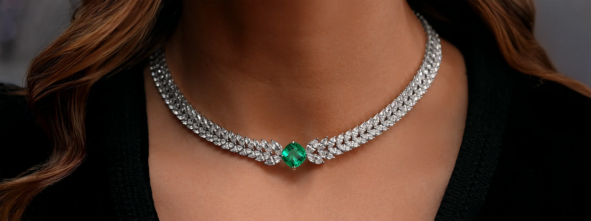 Collier vert émeraude pour femme