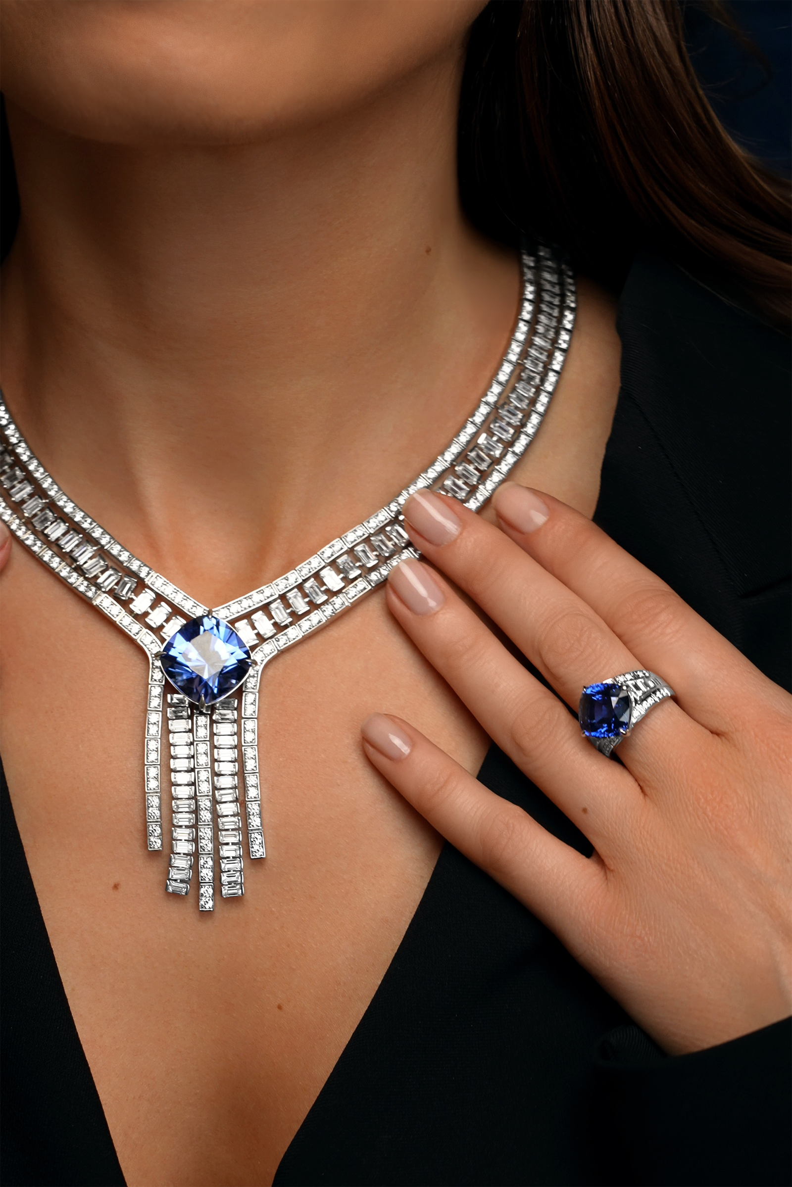 Collier long en argent pour femme