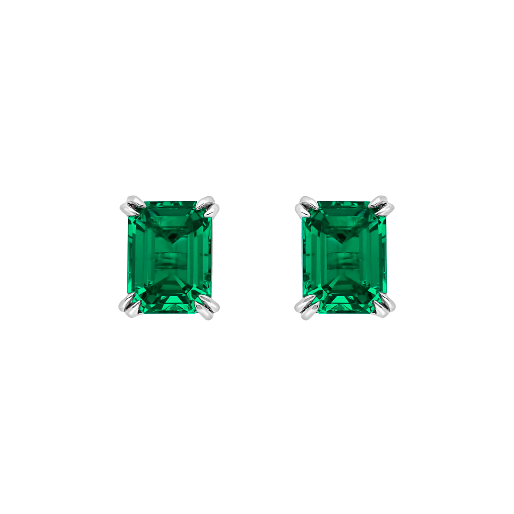 Studs Taille Émeraude Burma Fine Jewelry - Or blanc