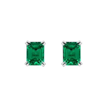 Studs Taille Émeraude Burma Fine Jewelry - Or blanc