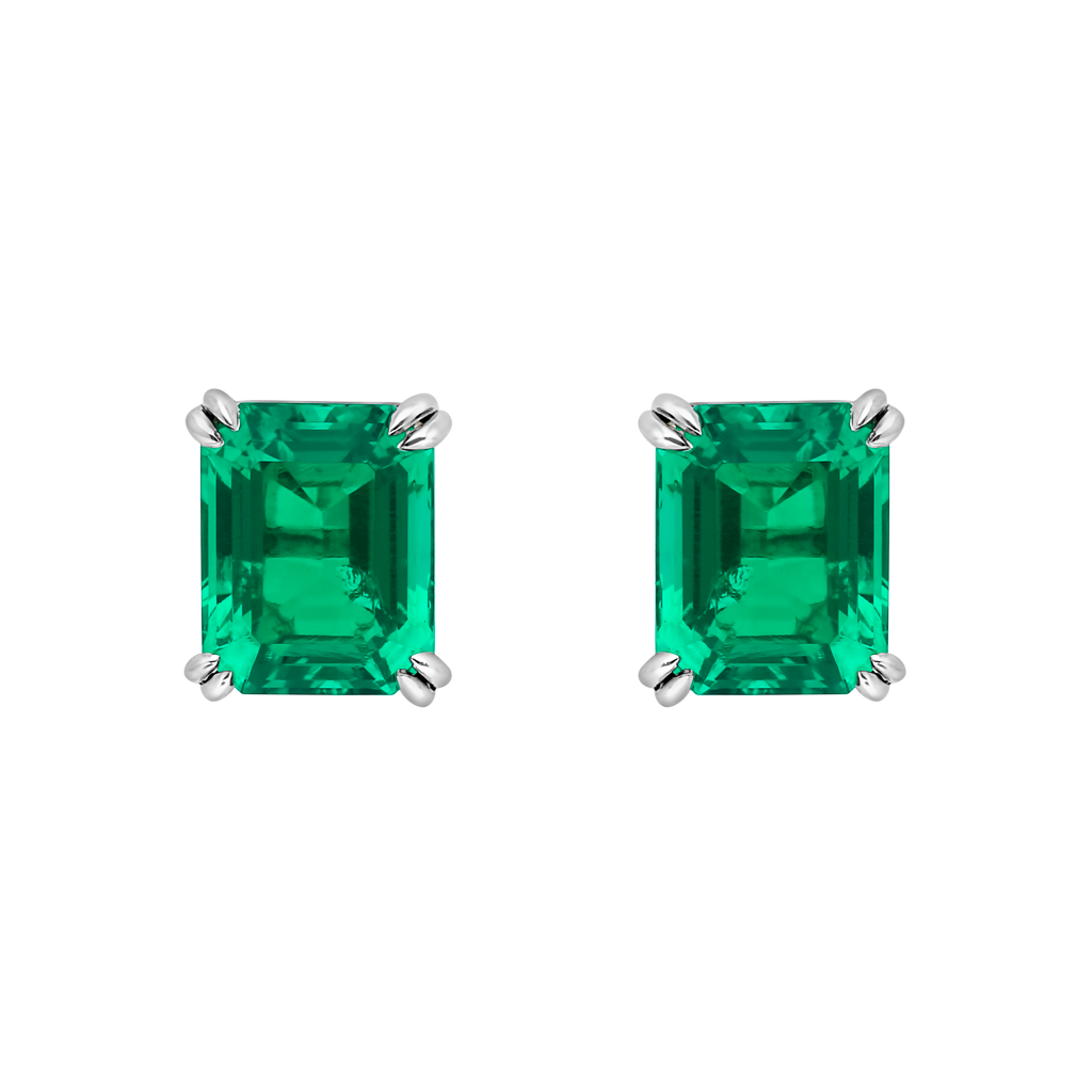 Émerald Cut Studs Burma Fine Jewelry - White gold