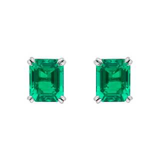 Émerald Cut Studs Burma Fine Jewelry - White gold