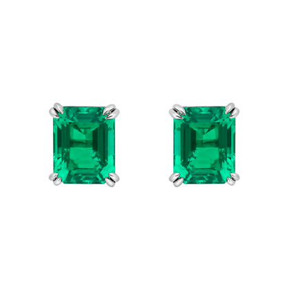 Émerald Cut Studs Burma Fine Jewelry - White gold