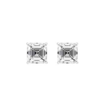 Asscher Cut Studs Burma Fine Jewelry - White Gold