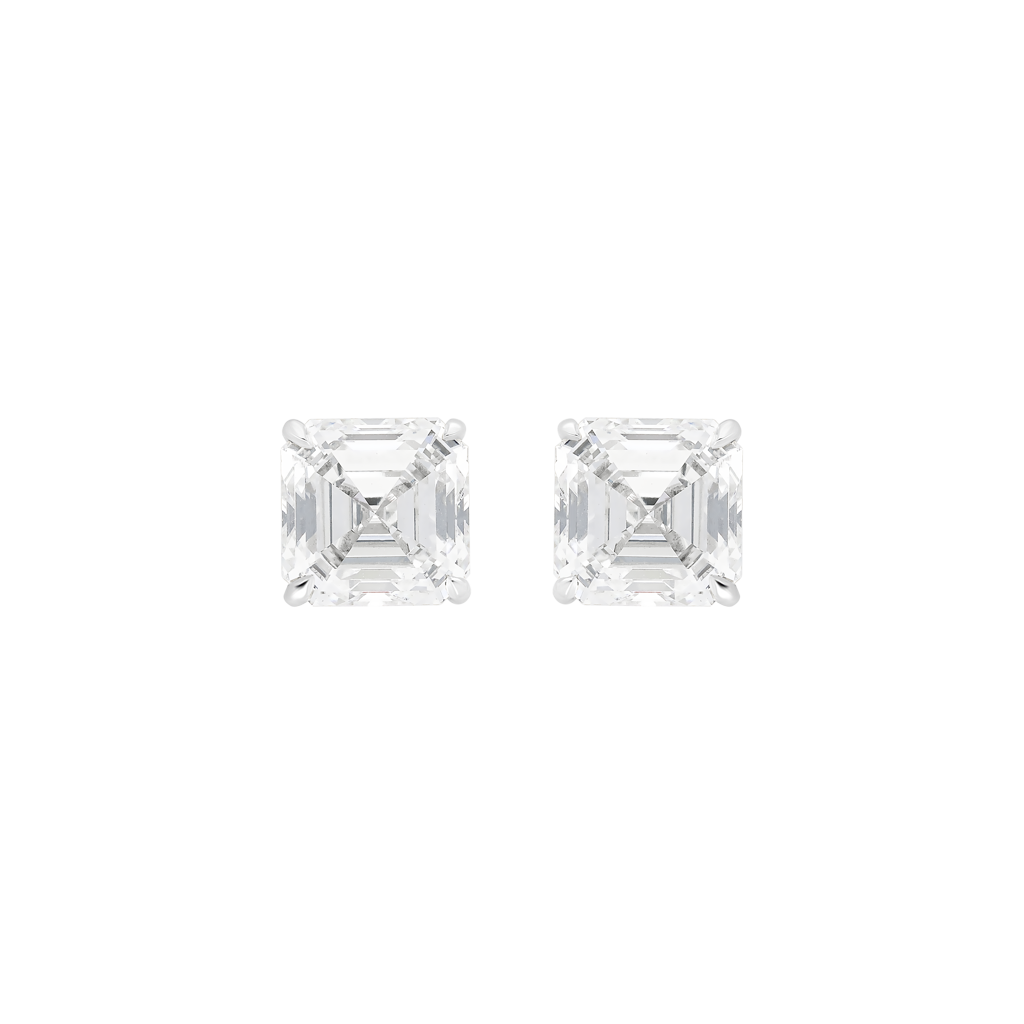 Asscher Cut Studs Burma Fine Jewelry - White Gold