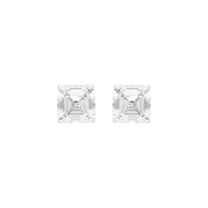 Asscher Cut Studs Burma Fine Jewelry - White Gold