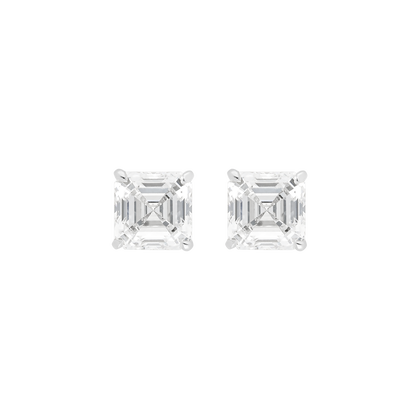 Asscher Cut Studs Burma Fine Jewelry  - White Gold