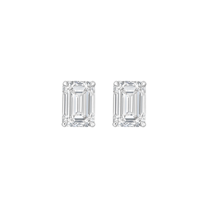 Studs Taille Émeraude Burma Fine Jewelry - Or Blanc