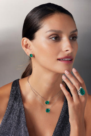 Émerald Cut Studs Burma Fine Jewelry - White gold