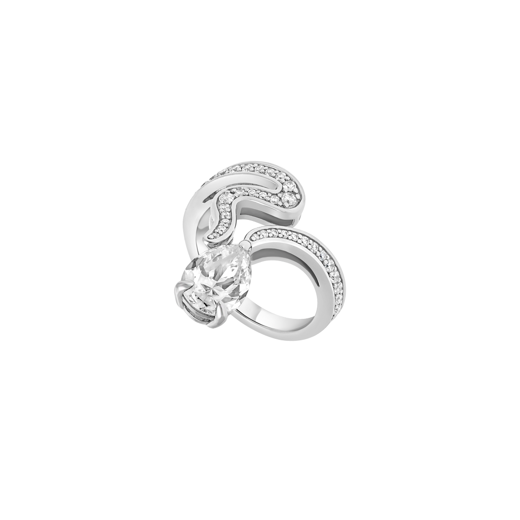 Bague Opéra - Or Blanc