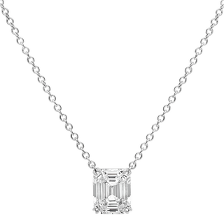  Pendant Emerald cut  - Rhodium silver
