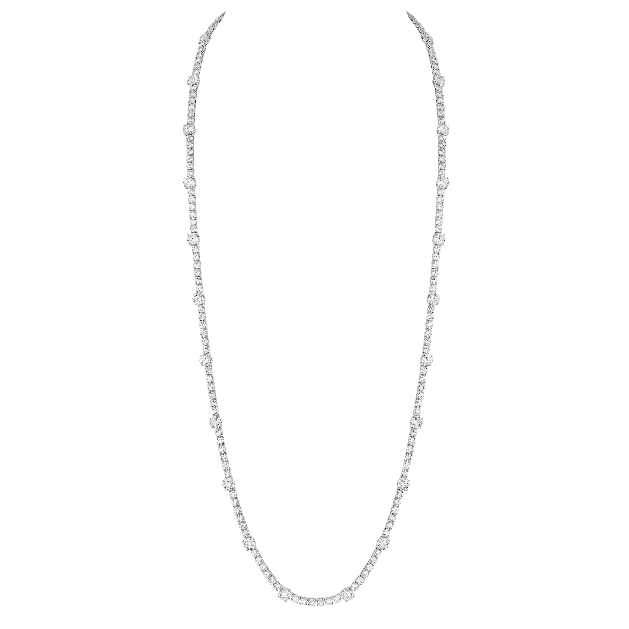Long Necklace - Rhodium Silver