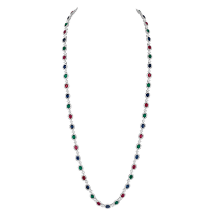 Long Necklace - Rhodium Silver