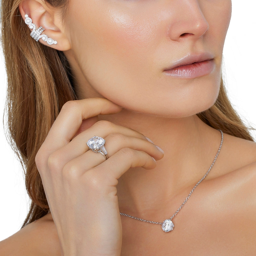 Pendentif taille brillant - Argent Rhodié