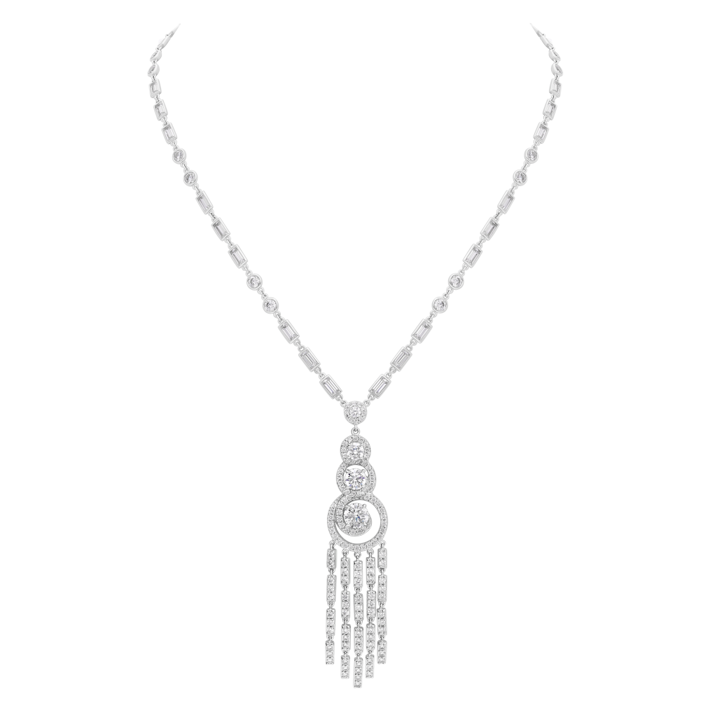 Long Necklace Art Deco - Rhodium Silver