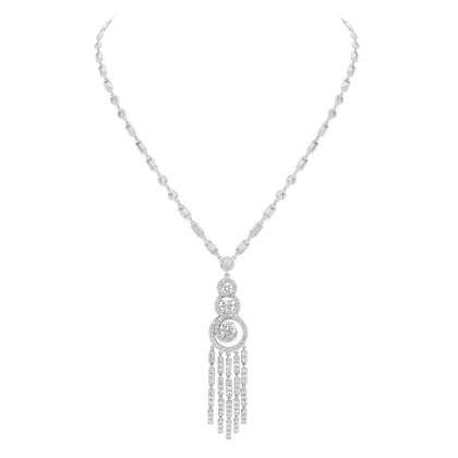 Long Necklace Art Deco - Rhodium Silver