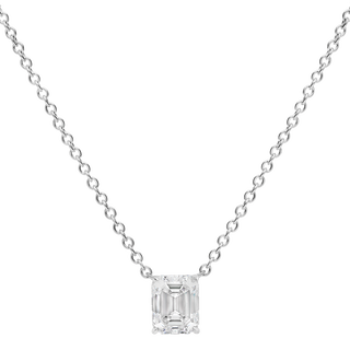  Pendant Emerald cut  - Rhodium silver