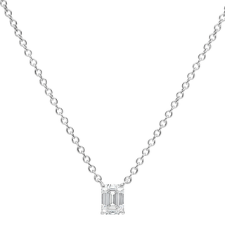  Pendant Emerald cut  - Rhodium silver