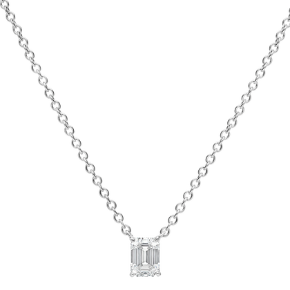  Pendant Emerald cut  - Rhodium silver